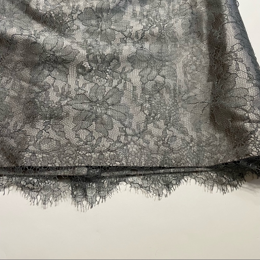 Rickie Freeman For Teri John Silver Floral Lace Slip-Lined Dressy Formal Skirt - Picture 4 of 10